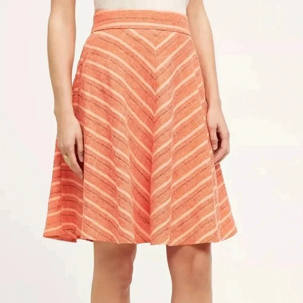 Anthropologie Harlyn Lark Skirt A-Line Chevron Print Orange Peach Size Small S